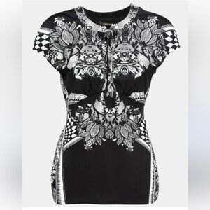 Roberto Cavalli Monochrome Printed Jersey Top
Black & White IT 44 US Medium
